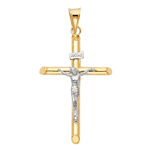 14k White and Yellow Gold Crucifix Pendant